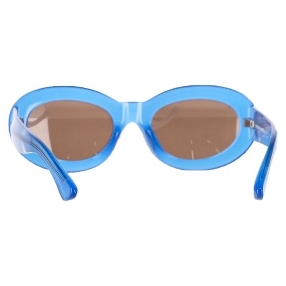 Dries Van Noten x Linda Farrow Oval Sunglasses in Light Blue Acetate - Picture 4 of 8